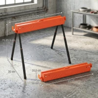 HOMCOM Set de 2 Caballetes Plegables con Altura Regulable Asa Patas Antideslizantes y Capacidad 500 kg Naranja(m-3)
