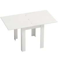 HOMCOM Mesa de Jantar Extensível para 4-6 Pessoas em Madeira e Aço 140x80x77,5 cm Branco Efeito Madeira(m-1)