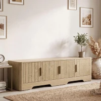 HOMCOM Móvel TV 152 cm Móvel para Televisor até 152,4 cm 4 Portas Caneladas e Prateleiras Ajustáveis Carvalho(m-2)