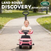 AIYAPLAY Porteur enfants Land Rover Discovery sous licence, porteur voiture à pousser avec poignée amovible, 84x40x94,5cm, rose(m-5)