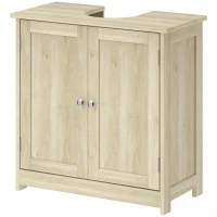 kleankin Meuble Salle de Bain sous Lavabo, Meuble sous-Vasque, Placard 2 Portes avec Étagère, 60x30x60cm, Chêne(m-13)