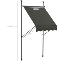 Outsunny Store banne autoportant manuel rétractable 1,5L x 1,2l x 2,1-3H m inclinaison réglable métal alu polyester gris foncé(m-3)