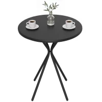 Outsunny Table de jardin ronde Ø 60 cm, table de terrasse cadre en acier, charge de 50 kg, pour intérieur et extérieur, noir(m-11)