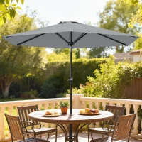 Outsunny Parasol de jardin Parasol droit hexagonal inclinable Ø 2,3 x 2,16H m métal polyester haute densité gris(m-10)