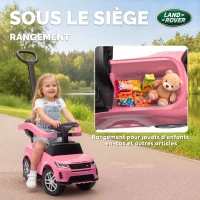 AIYAPLAY Porteur enfants Land Rover Discovery sous licence, porteur voiture à pousser avec poignée amovible, 84x40x94,5cm, rose(m-6)