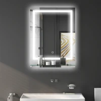kleankin Miroir rectangulaire mural lumineux LED de salle de bain 70 x 50 cm(m-10)