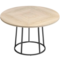 HOMCOM Masă de Dining Rotundă pentru 4–6 Persoane, Ø 120 x 75 cm, Masă de Bucătărie cu Picioare Conice din Metal, Lemn Natural