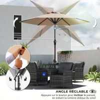 Outsunny Parasol de jardin Parasol droit hexagonal inclinable Ø 2,3 x 2,16H m métal polyester haute densité beige(m-5)
