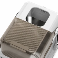PawHut Maison de Toilette pour Chat XXL en Inox, Couvercle 90°, Double Porte, Filtre Frontal, Pelle, 70x50x46,5cm, Gris(m-12)