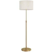 HOMCOM Lampadaire sur pied salon, lampe sur pied dimmable avec télécommande, abat-jour en lin, hauteur réglable 133-168cm, doré