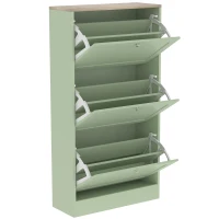HOMCOM Móvel para Sapatos Estilo Moderno 3 Portas Basculantes 18 Pares de Sapatos 60x23,5x115 cm Verde(m-6)