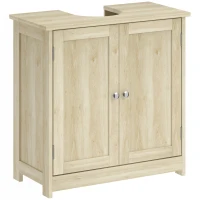 kleankin Meuble Salle de Bain sous Lavabo, Meuble sous-Vasque, Placard 2 Portes avec Étagère, 60x30x60cm, Chêne(m-12)