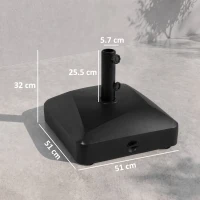Outsunny Garden Parasol Base Holder, 43kg Water or 60kg Sand Filled, Outdoor Market Umbrella Stand Weight with Wheels and Brakes, Black(m-3)