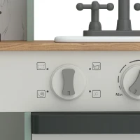 AIYAPLAY Cuisine enfant jouet d'imitation, dinette enfant avec cuisinière, évier, micro-ondes, 5 accessoires, vert(m-13)