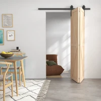 HOMCOM 152,5 CM Quincaillerie de porte coulissante pliante kit de rails de porte de grange coulissante en acier pour 2 portes(m-11)