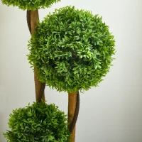 HOMCOM Arbre artificiel buis avec 3 boules feuilles de bambou pot inclus intérieur et extérieur hauteur 110 cm vert(m-7)