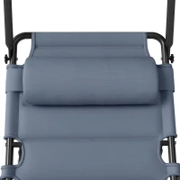 Outsunny Bain de soleil chaise longue pliante avec pare-soleil, appuie-tête inclinable en tissu Oxford 70 x 200 x 45 cm gris(m-12)