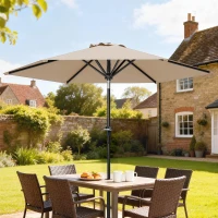 Outsunny Parasol de jardin Parasol droit hexagonal inclinable Ø 2,3 x 2,16H m métal polyester haute densité beige(m-2)
