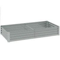 Outsunny Letto per Orto Rialzato in Acciaio Galvanizzato, 180x90x30 cm, Argento(m-1)