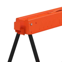 HOMCOM Lot de 2 Tréteaux Pliables en Métal, Charge Max. 500 kg, Tréteaux Portables, Hauteur Réglable 71-85,5cm, Orange(m-13)
