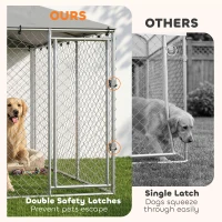 PawHut Recinto per Cani da Esterno con Rete Zincata e Serratura, in Acciaio e Tessuto Oxford, 4x2.3x2 m, Argento(m-7)