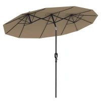 Outsunny Ombrellone da Giardino Doppio Inclinabile con Apertura a Manovella, 295x152x222 cm, Cachi(m-1)