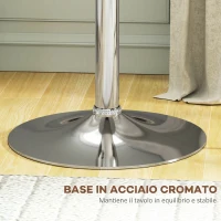 HOMCOM Tavolo Bar Rotondo Ø63 cm, Regolabile in Altezza 67-93cm con Struttura in Metallo, Piano Girevole 360°, per Cucina Sala da Pranzo, Bianco(m-6)