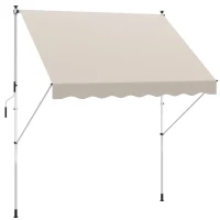 Outsunny Store banne Manuel rétractable 3L x 1,5l m Auvent Téléscopique sans Perçage Inclinaison et Hauteur réglable Installation Rapide métal alu Polyester Anti-UV beige(m-1)