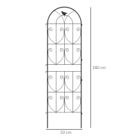 Outsunny Support pour plantes grimpantes avec oiseaux lot de 2 treillis de jardin pour légume vigne fleur métal 50 x 180 cm noir(m-3)
