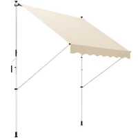 Outsunny Store banne Manuel rétractable 3L x 1,5l m Auvent Téléscopique sans Perçage Inclinaison et Hauteur réglable Installation Rapide métal alu Polyester Anti-UV beige(m-11)