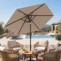 Outsunny Parasol de jardin Parasol droit hexagonal inclinable Ø 2,3 x 2,16H m métal polyester haute densité beige(m-9)