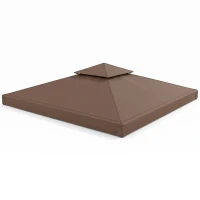 Outsunny Tetto di Ricambio per Gazebo 3x3m a 2 Livelli e Resistente ai Raggi UV, Caffè(m-1)