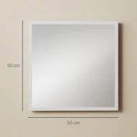 HOMCOM Specchio da Parete Rettangolare con Ganci, Specchio a Muro in Vetro e MDF, 50x50 cm, Bianco(m-3)