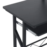 HOMCOM Birou pentru Calculator cu Sertar, Tavă Glisantă pentru Tastatură și Raft, 90x50x100cm, Negru(m-9)