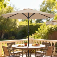 Outsunny Parasol de jardin Parasol droit hexagonal inclinable Ø 2,3 x 2,16H m métal polyester haute densité beige(m-10)