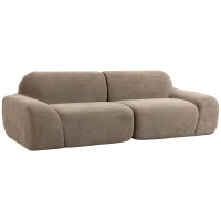 HOMCOM Sofá 3 Lugares em Chenille 244 cm, Sofá de Sala Moderno, Assento e Apoios de Braços Largos, Molas Ensacadas, Castanho Claro(m-1)