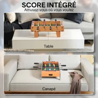 SPORTNOW Mini Babyfoot Jeu de Table Baby-Foot Panneaux de Score et 2 Balles 50,6x50,5x18cm Finition Bois Naturel(m-4)