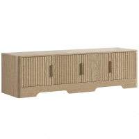 HOMCOM Móvel TV 152 cm Móvel para Televisor até 152,4 cm 4 Portas Caneladas e Prateleiras Ajustáveis Carvalho