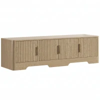 HOMCOM Móvel TV 152 cm Móvel para Televisor até 152,4 cm 4 Portas Caneladas e Prateleiras Ajustáveis Carvalho(m-1)