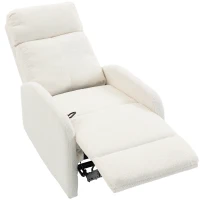 HOMCOM Sillón Relax Reclinable, Sillón de Relax en Peluche Teddy, Asiento con Muelles, Reposabrazos Acolchados, Crema(m-11)