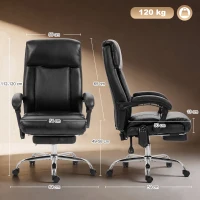 HOMCOM Cadeira de Escritório com Massagem Vibratória e Aquecimento Cadeira Ergonômica em PU com Altura Ajustável Preto(m-3)