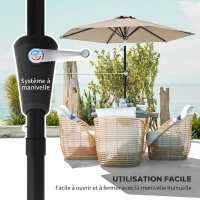 Outsunny Parasol de jardin Parasol droit hexagonal inclinable Ø 2,3 x 2,16H m métal polyester haute densité beige(m-4)