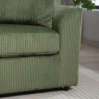 HOMCOM Canapé 3 places 212 cm avec 2 coussins à ressorts, tissu velours côtelé, pour salon, chambre, bureau à domicile, vert(m-12)