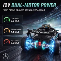 AIYAPLAY Kart Électrique Enfants 12V, Go Kart Mercedes-AMG PETRONAS F1 avec 2 Moteurs, Télécommande, 3 Vitesses, Noir(m-9)