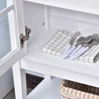 HOMCOM Aparador de Cozinha Moderno com 2 Portas em Vidro Temperado Prateleira Ajustável 80x28x84 cm Branco(m-5)