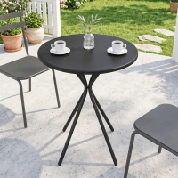 Outsunny Table de jardin ronde Ø 60 cm, table de terrasse cadre en acier, charge de 50 kg, pour intérieur et extérieur, noir(m-9)