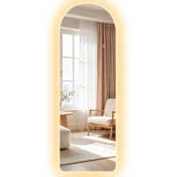 HOMCOM Grand miroir mural 120 x 40 cm avec éclairage LED miroir arqué, intensité variable et 3 couleurs d'éclairage transparent(m-14)