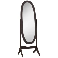 HOMCOM Miroir à pied ovale style shabby chic inclinaison réglable 48 x 46 x 147 cm mdf café(m-11)