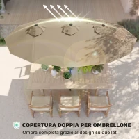 Outsunny Ombrellone da Giardino Doppio Inclinabile con Apertura a Manovella, 295x152x222 cm, Cachi(m-5)