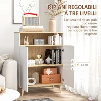 HOMCOM Credenza Cucina Scandinava con 2 Ante, Ripiano Regolabile, Gambe in Legno di Pino, 80x38x102 cm, Bianco e Rovere(m-5)